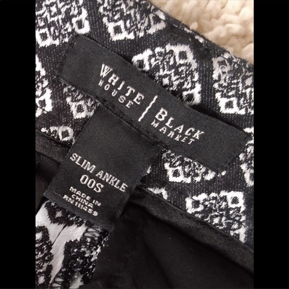 WHBM Silver Black Pattern Slim Ankle Pant 00S - Picture 7 of 8